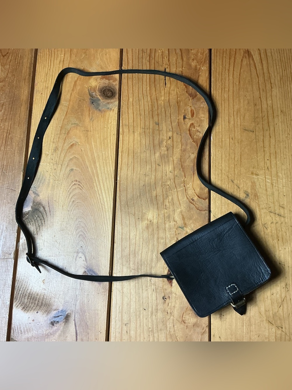 Classic Mini Black Leather Crossbody Bag